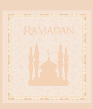 Ramadan background - mosque silhouette vector card