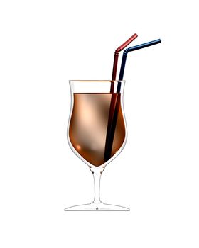 3D made - illustration of cocktail glass with straws 