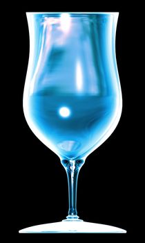 blue glass on the black background - 3d made