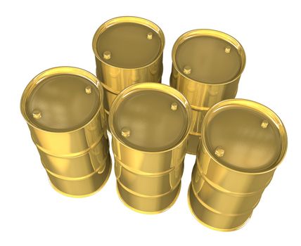 Gold oil barrels - 3d made