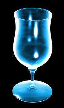 blue glass on the black background - 3d made