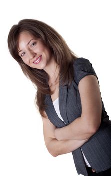 portrait of young business woman, isolated on white