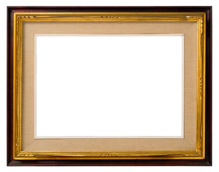 Antique triple frame: wood, gilded wood and canvas, italian style,  isolated on white background - include clipping path.