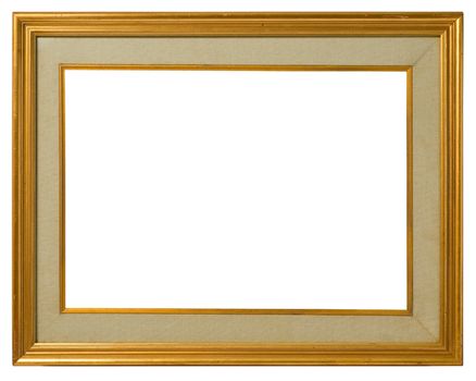 Antique double frame: gilded wood and canvas, italian style,  isolated on white background - include clipping path.