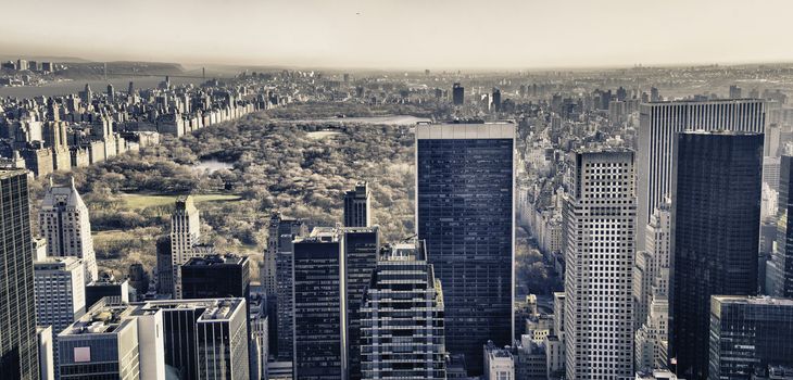 Central Park and surrounding Skyscrapers in Winter, New York City