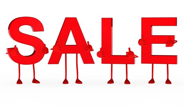 red sale figure thumbs up white background