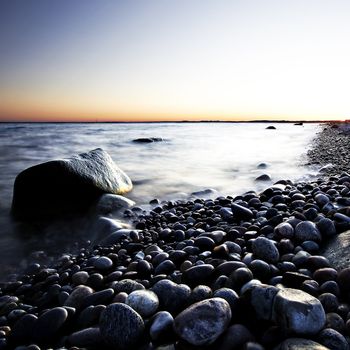 Sunset in spring at the Norwegian coast, Moelen