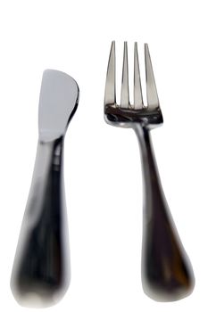 fork and knife isolated against a white background with a clipping path