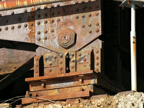 rusty train or railroad support for transportation