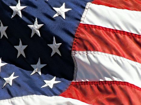 US flag in watercolor art effect with stars and stripes in closeup