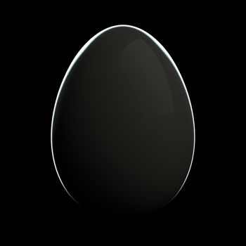 beautiful shiny grey egg in front of black background - a rim light stresses the shape