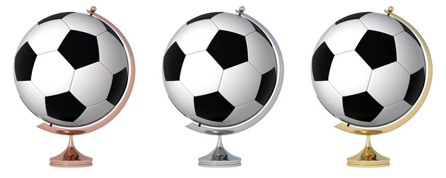 Abstract soccer globe. Three prize-winning places.