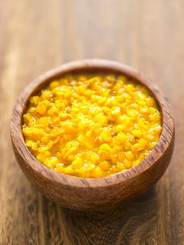 close up of a bowl of lentil curry