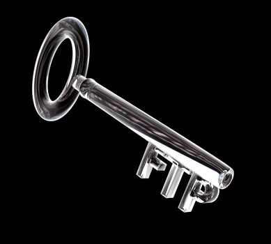 key in glass, FTP text (3d made) 