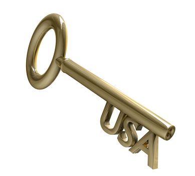 key in gold with USA text (3d made) 