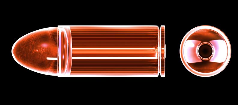 3d made - bullet made of red glass 