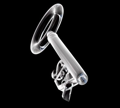 key in glass, SEX text (3d made) 