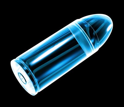 3d made - bullet made of blue glass 