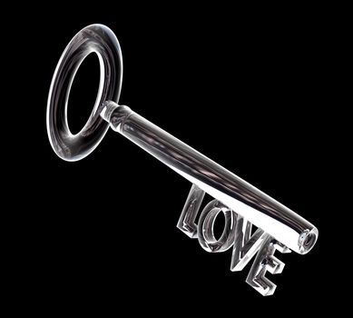 key in glass, SEX text (3d made) 