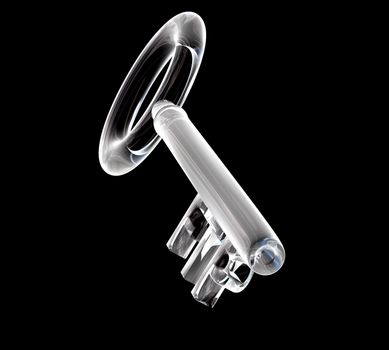 key in glass, FTP text (3d made)