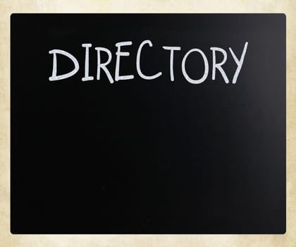 "Directory" handwritten with white chalk on a blackboard