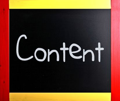 The word "Content" handwritten with white chalk on a blackboard
