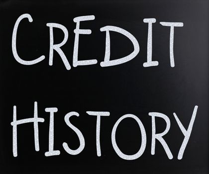 "Credit history" handwritten with white chalk on a blackboard