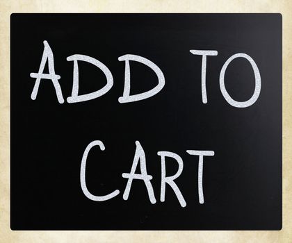 "Add to cart" handwritten with white chalk on a blackboard