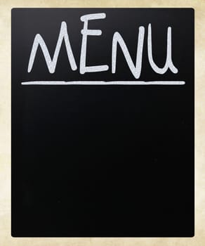 Blank blackboard with white chalk smudges used a restaurant menu.