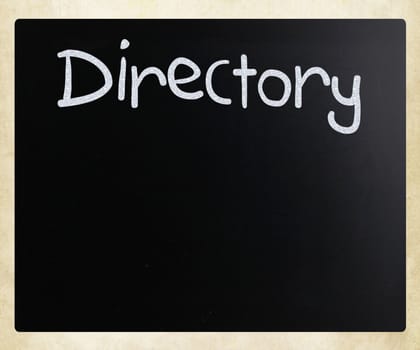 "Directory" handwritten with white chalk on a blackboard