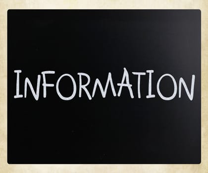 "Information" handwritten with white chalk on a blackboard
