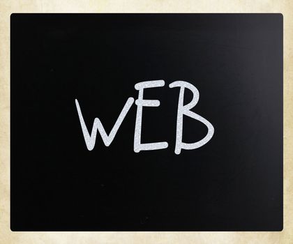 "WEB" handwritten with white chalk on a blackboard