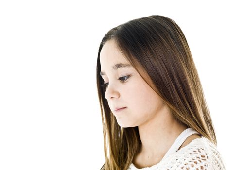 Portrait of a young girl isolated on white background