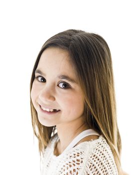 Portrait of a young girl isolated on white background