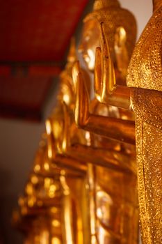 Buddha golden statue blessing hand, Wat Pho, Bangkok,  Thailand