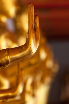 Buddha golden statue blessing hand, Wat Pho, Bangkok,  Thailand