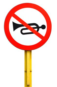 No horn traffic sign isolated on white background