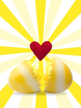 Easter egg with red heart inside, Love concept