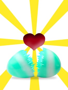 Easter egg with red heart inside