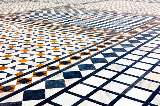 Marble ornamented pavement in gurdwara. Gwalior fort, Madya Pradesh, India