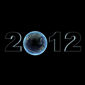 a typography of 2012 with a terrestrial globe