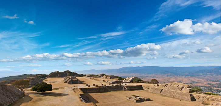 Panorama of sacred site Monte Alban. Oaxaca, Mexico