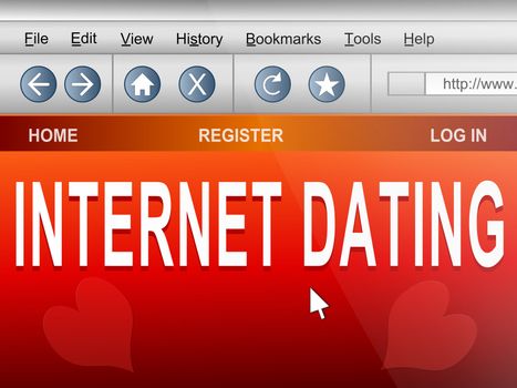 Illustration depicting computer screen shot of an internet browser with an internet dating concept.
