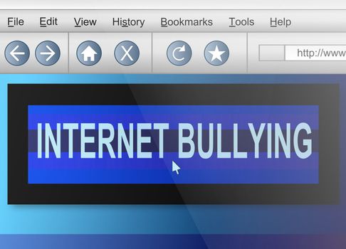 Illustration depicting computer screen shot of an internet browser with an internet bullying concept.