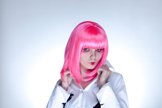 Attractive woman with Japanese make-up, studio shot  