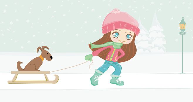 sweet girl and her dog