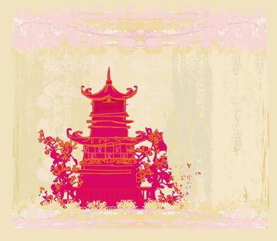 old paper with Asian Landscape