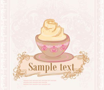 Cup of coffee with abstract design elements. Vector illustration.
