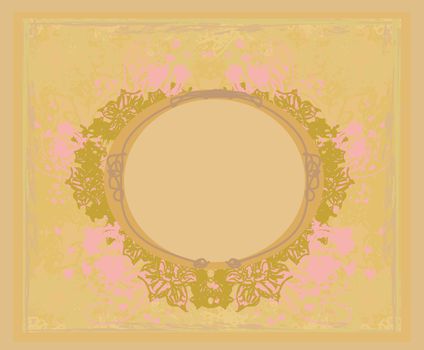 Grunge Frame For Congratulation With Flowers - vector