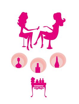 Young lady doing manicure in beauty salon